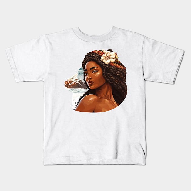 Poli'ahu Hawaiian Goddess of Snow Mauna Kea Illustration Mythology Kids T-Shirt by peachycrossing